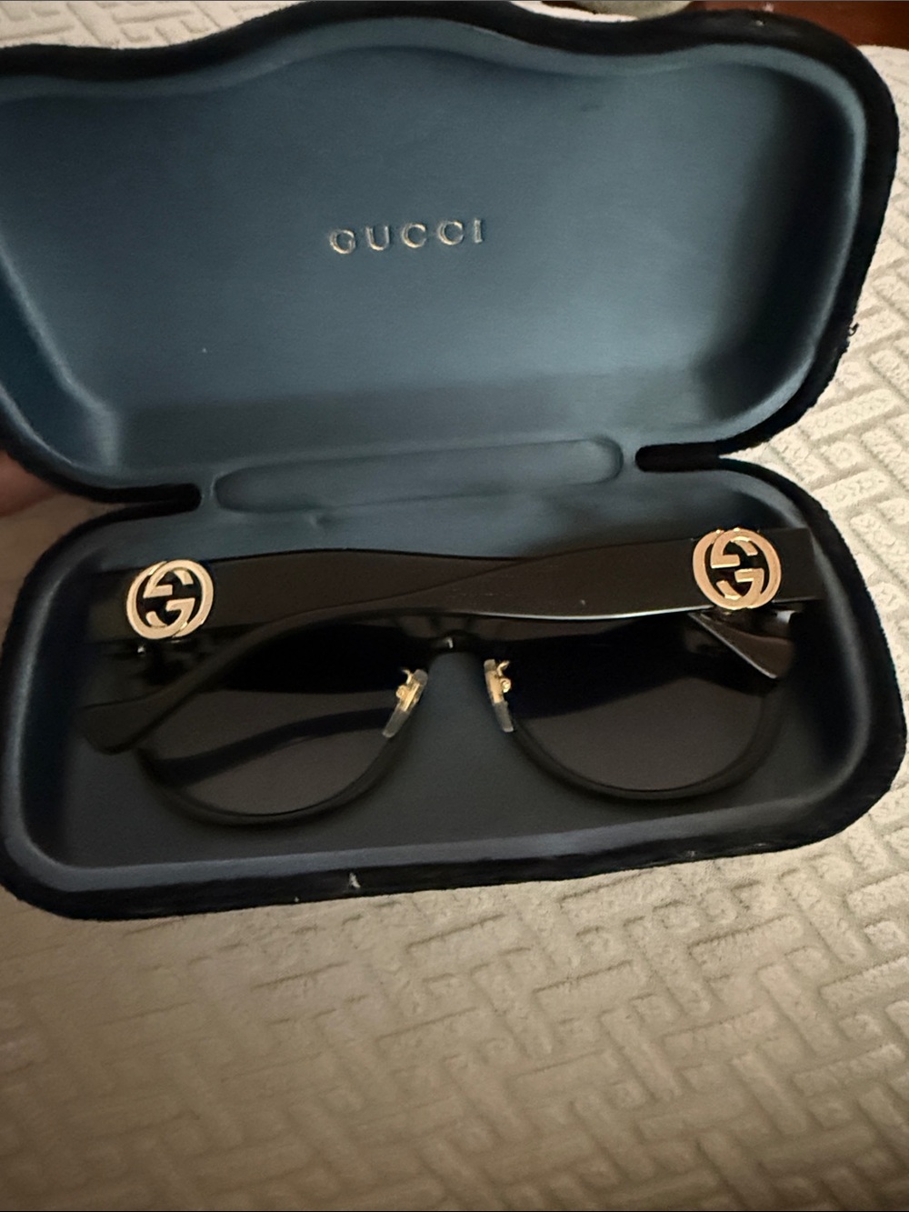 Gucci Black Sunglasses with Gold Double G Emblems